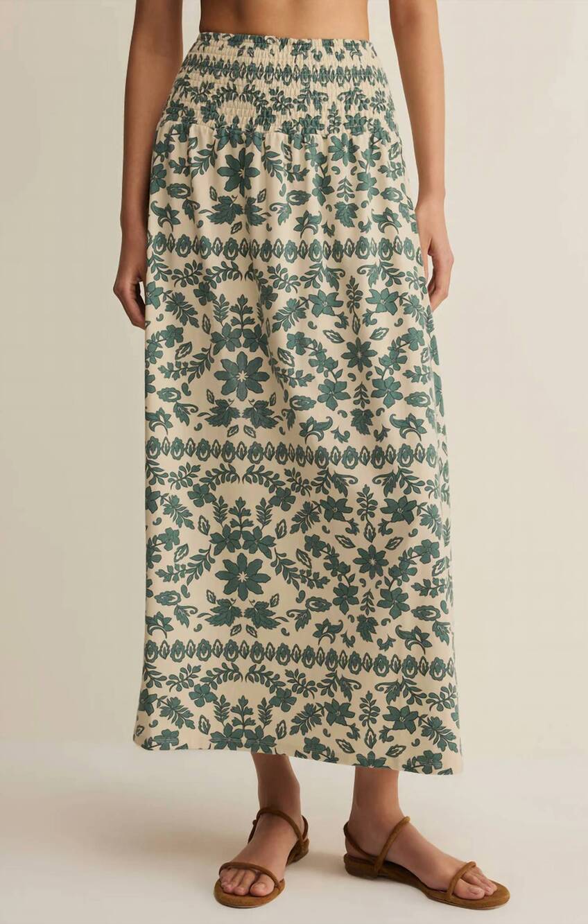 NEW Z SUPPLY leya tera paisley maxi skirt in everglade
